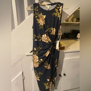 Navy floral Nine Britton dress. Abigail brushed knit midi dress. New with tags.